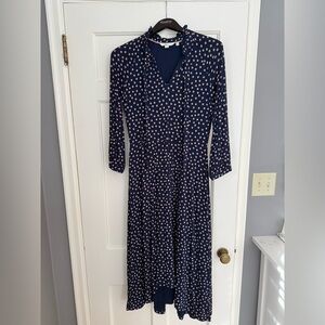 Navy polka dot Boden midi/maxi dress. Size 6. Impeccable condition. Worn twice.
